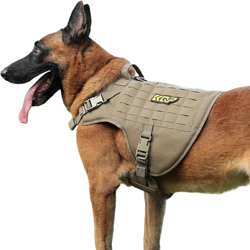 Vista 2 de Arnés táctico para perro, arnés para perro sin tirones, chaleco militar con clips metálicos ajustables, arnés para perros grandes, medianos