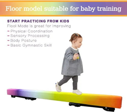 Vista 5 de Adjustable&Foldable Gymnastics Balance Beam,6FT High-Low Level Floor Gymnastic Beam,No Tool Require, Gym Equipment for for Kids Children Girls Home