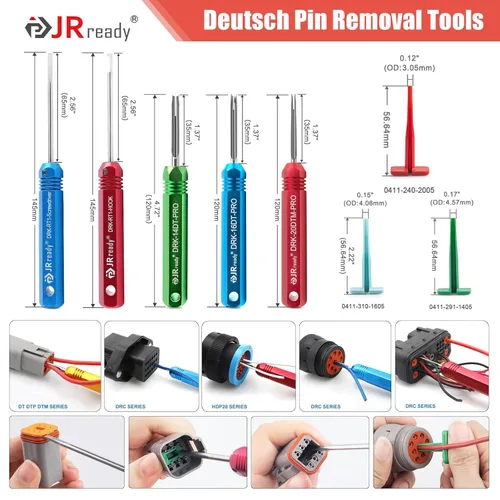 Vista 4 de JRready Kit de conector DT de 2 3 4 6 8 12 pines con engarzador, tamaño 16 contactos estampados, kit de herramientas de extracción de pasadores