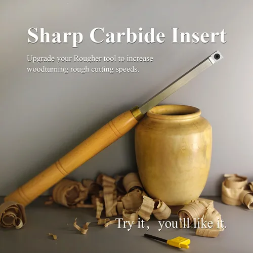 Vista 4 de Herramienta de cincel doblada con punta de carburo de torno de madera más áspera con inserto de carburo cuadrado de 0.551 in, longitud de 16 pulgadas