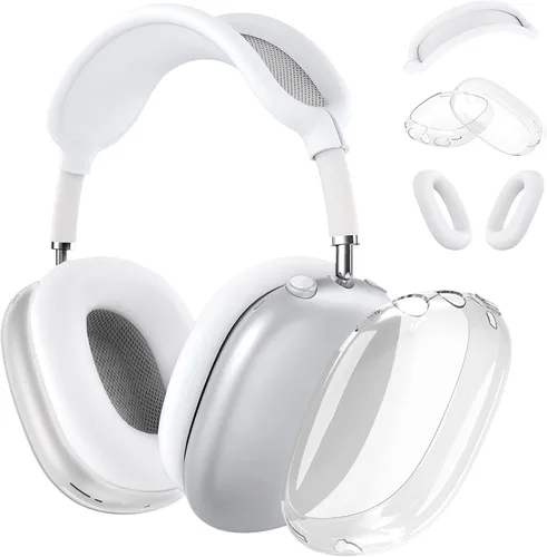 Funda para AirPods Max, silicona suave con diseño de corazón dorado, funda para diadema para auriculares Apple Airpod Max (transparente)