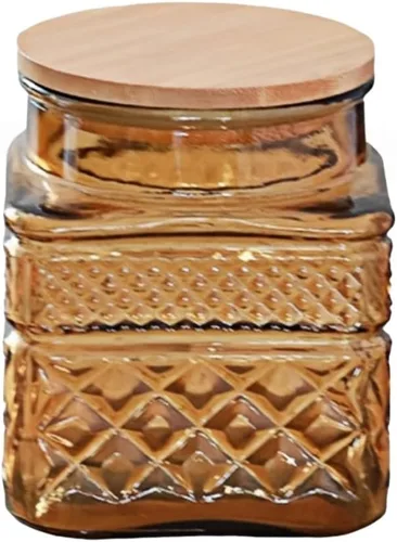Vista 18 de ANSQU Tarro cuadrado de vidrio, tarro de caramelo con tapa, recipientes de almacenamiento de alimentos de vidrio para café molido, té, azúcar, tarro