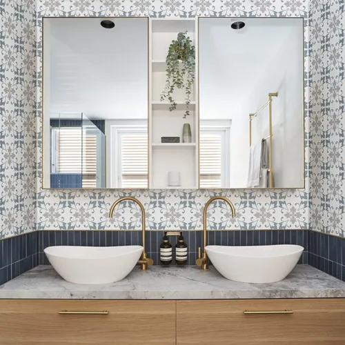 Vista 42 de Alwayspon 12 calcomanías de azulejos de pared retro florales mate para transferir, despegar y pegar, calcomanías de vinilo autoadhesivas