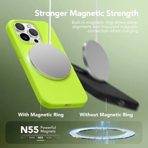 Vista 1703 de GONEZ Funda magnética para iPhone 14, compatible con Magsafe, con protector de pantalla + protector de cámara, forro de microfibra antiarañazos