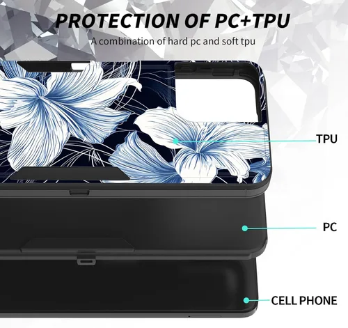 Vista 2 de Funda para Revvl 6 5G, híbrida de doble capa (tapa a prueba de polvo integrada) (soporte magnético para automóvil) a prueba de golpes, protección