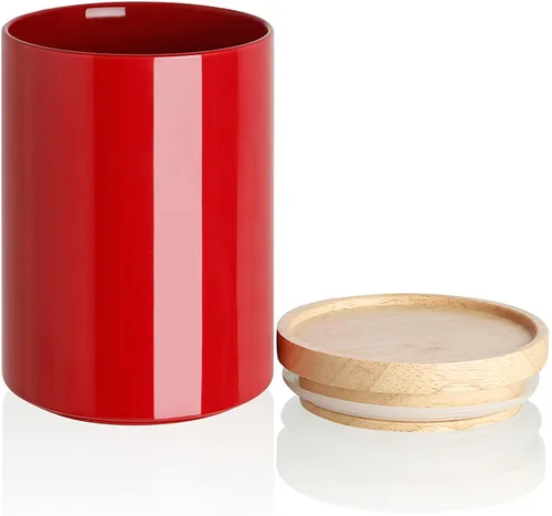 Vista 19 de Botes de Cocina Sweejar Tarro de Cerámica para Almacenamiento de Alimentos, Contenedores Apilables con Tapa de Madera de Sellado Hermético