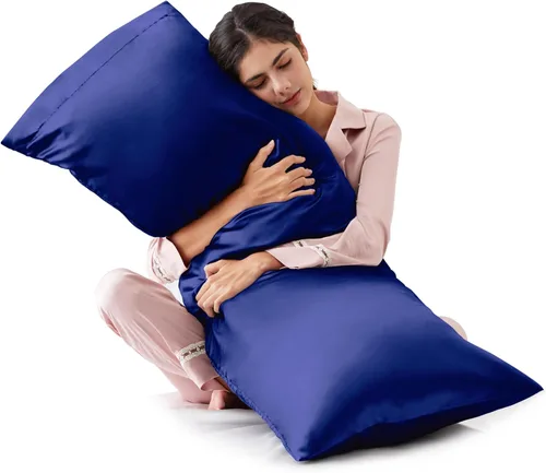 Vista 19 de Love's cabin Funda de almohada de satén para cabello y piel, similar a las fundas de almohada de seda, paquete de 2 fundas de almohada