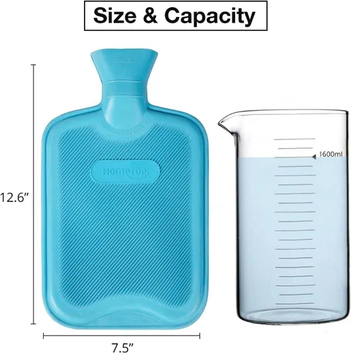 Vista 4 de HomeTop Botella de agua caliente o fría de goma clásica prémium con funda de forro polar suave