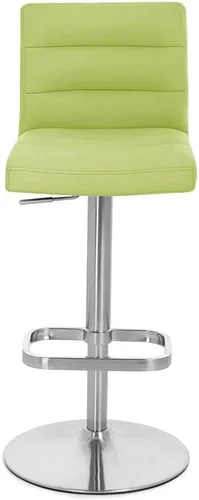 Vista 120 de Zuri Muebles Taburete de bar moderno de altura ajustable gris exuberante con base plana redonda cepillada