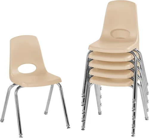 Vista 30 de Factory Direct Partners 10356-PU - Silla escolar apilable de 10 pulgadas, asiento apilable para estudiantes con patas de acero cromado y rodamientos