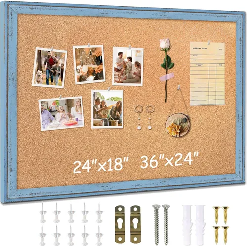 Vista 10 de DOLLAR BOSS Tablero de corcho para oficina de 24 x 18 pulgadas, tableros de corcho para paredes, tablón de anuncios, tablero decorativo para colgar