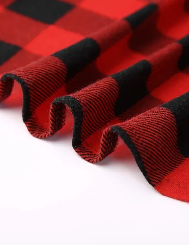 Vista 6 de DJT - Blusas suaves, elásticas, a cuadros, de manga larga arremangada, con cuello y botones para mujer