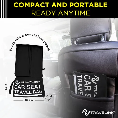 Vista 4 de Bolsa de viaje para asiento de automóvil para avión, bolsa de control de puerta de doble cierre para asientos de automóvil con correas acolchadas