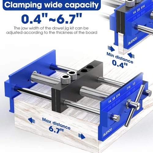 Vista 3 de BLEKOO Kit de plantilla de clavija de centrado automático de 6.7 pulgadas, plantilla de taladro para agujeros rectos, juego de carpintero