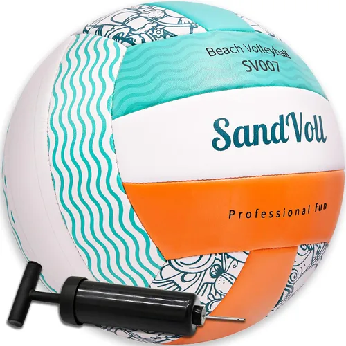 Balón de voleibol de playa para jóvenes y adultos, tamaño oficial 5, suave al tacto, voleibol al aire libre con bomba de aire y marcador, voleibol