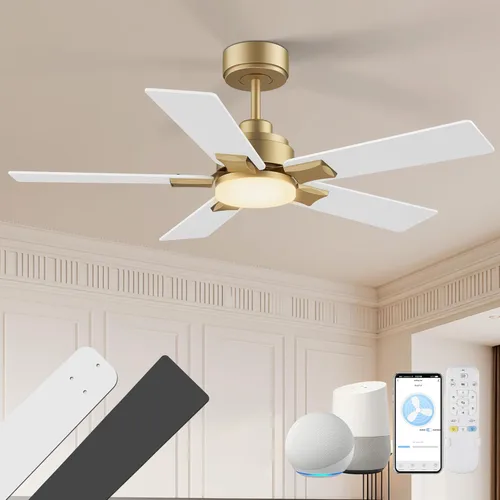 Vista 14 de Ventiladores de techo de 42 pulgadas con luces, ventilador de techo inteligente con luz y control remoto, Alexa, aplicación, ventiladores de techo