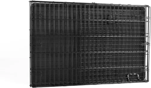 Vista 4 de Amazon Basics - Jaula para perros duradera y plegable de alambre metálico con bandeja, puerta individual, 42 x 28 x 30 pulgadas, negro