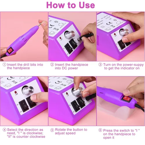 Vista 4 de Cadrim - Taladro eléctrico de uñas, taladro eléctrico de uñas para uñas acrílicas, esmalte de uñas, esmalte de uñas, juego de pulidor de uñas