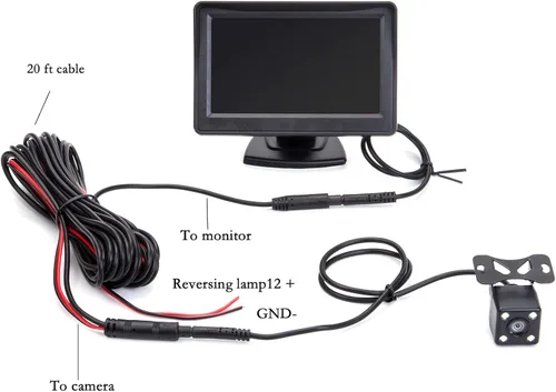 Vista 5 de Monitor de espejo de coche de 4.3 pulgadas, visión trasera, cámara LED de respaldo inverso, sistema de estacionamiento de video para camiones