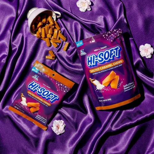 Vista 5 de HI-SOFT Caramelos masticables salados, 5 bolsas de pie, 10.59 onzas, caramelo masticable suave y salado para compartir golosinas, dulces a granel