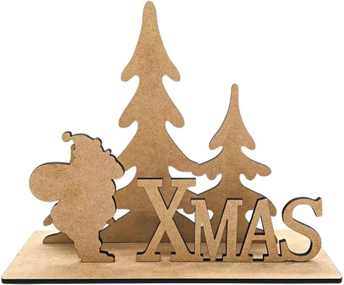 Vista 2 de Decoración de mantel de Papá Noel de Navidad Decoraciones de mantel de madera Decoración de árbol de Papá Noel Decoración de chimenea