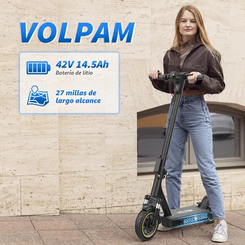 Vista 5 de Electric Scooter, 500W Motor, 28 Miles Range, Dual Suspensions Negro - amarillo