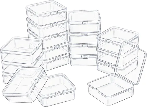 Vista 10 de LJY 100 contenedores cuadrados de plástico transparente con tapas para objetos pequeños y otros proyectos de manualidades