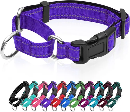 Vista 7 de Collares de perro Martingale reflectantes. Collar de perro con hebilla de liberación rápida. Collar de mascota de nylon ajustable, suave, acolchado