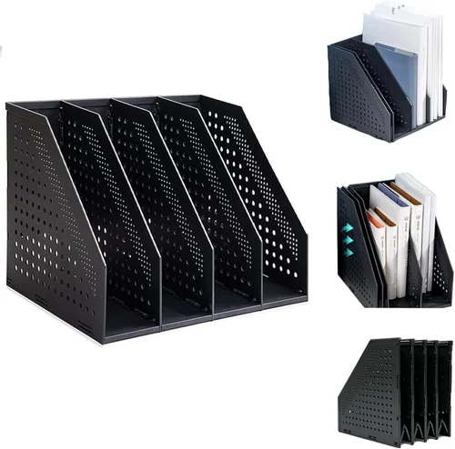 Vista 11 de Marte Vanci Organizador plegable de 3 compartimentos para revistas, organizador de escritorio, divisores de archivos resistentes ajustables