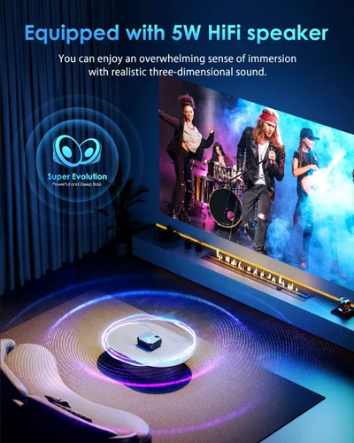 Vista 6 de YOWHICK Proyector 4K con WiFi y Bluetooth, 12000L Native 1080P Proyector de película portátil para exteriores, proyector de video inteligente, 50%