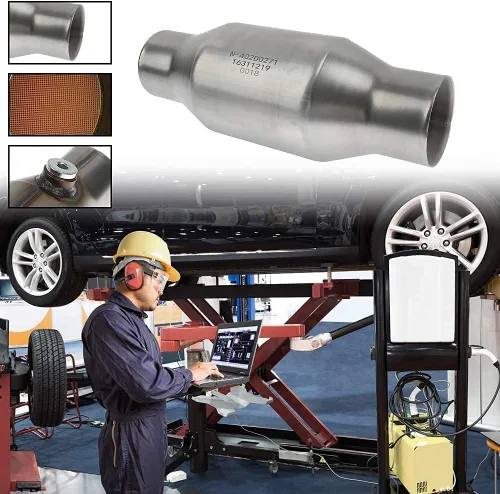 Vista 2 de MAYASAF - Convertidor catalítico universal de entrada/salida de 2.5 pulgadas (6.35 cm), con puerto O2 (Cumple con la EPA)