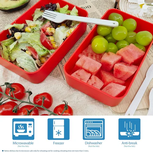 Vista 4 de Bento Boxes Adults - 1200 ML Simple Modern Bento Lunch Box for Men Women Meal Prep Container with Spoon & Fork BPA-Free Microwave/Dishwasher Safe