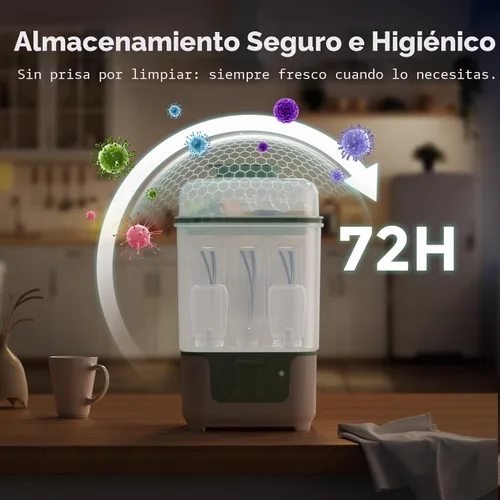 Vista 4 de Momcozy Esterilizador y secadora de biberones, diseño modular de ahorro de espacio de anidación, capacidad de 6 botellas, esterilizador compacto 4