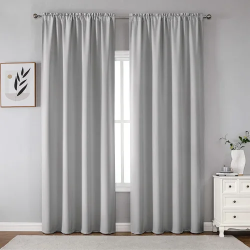 Vista 84 de CUCRAF - Juego de 2 paneles de cortinas opacas de 54 pulgadas, cortina con bolsillo para varilla y pestaña trasera, cortinas oscuras con aislamiento