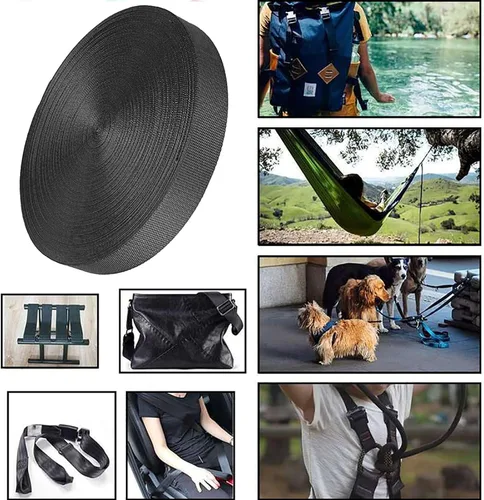 Vista 5 de Correa de nailon de 5/8" 3/4" 1" 1-1/4" 1-1/2" 2" ancho, correa de cincha pesada 1 pulgada 12 yardas, correas de nailon para reparación de equipos