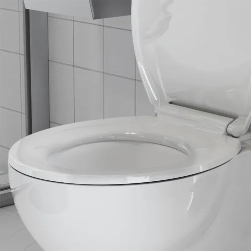 Vista 4 de Asiento de inodoro redondo de cierre lento, fácil de instalar y limpiar, asiento de inodoro de cierre suave, asiento desmontable para uso