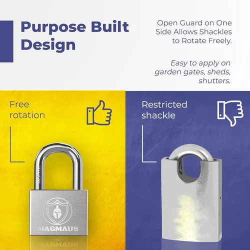 Vista 4 de Magmaus® PDX40 Candado de Alta Resistencia con 10 Llaves - [Acero Inoxidable] Candado Resistente a la Intemperie para Uso al Aire Libre - Ideal