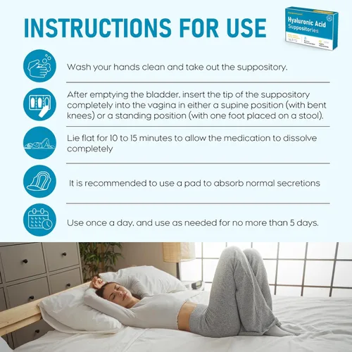 Vista 3 de Supositorios vaginales de ácido hialurónico de 10 mg para mujeres Hidratante vaginal para sequedad, picazón e irritación Menopausia y cuidado