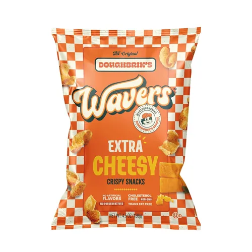 WAVERS by Doughbrik's Snacks, Sabor Extra Queso Bolsa de 4.5 oz, Textura Crujiente y Crocante Aperitivo Perfecto para Cualquier Momento Hecho en