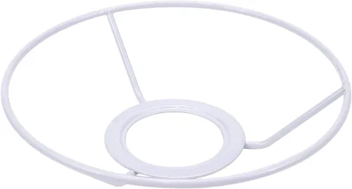 Vista 3 de Juego de 2 marcos de sombra de lámpara blanca, soporte de anillo de sombra de lámpara de hierro utilizado para bricolaje, 5.51 pulgadas de diámetro