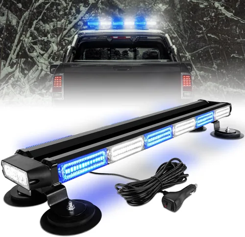 Vista 13 de ASPL - Barra de luz estroboscópica de techo de 66 cm, 126 LED, doble cara, intermitente, luz de advertencia de seguridad, asesor de tráfico, luz