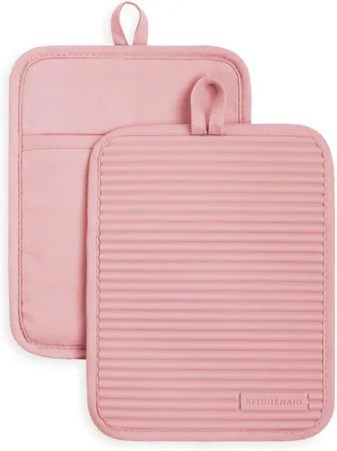 Vista 19 de KitchenAid Juego de 2 soportes para ollas de silicona suave acanalados, color cielo aguamarina, 7 x 9 pulgadas