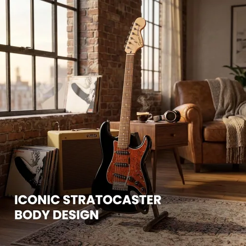 Vista 4 de Fender Squier Affinity Stratocaster - Edición Limitada Negra, Paquete con Amplificador Frontman 10G, Estuche, Afinador, Cable de Instrumento