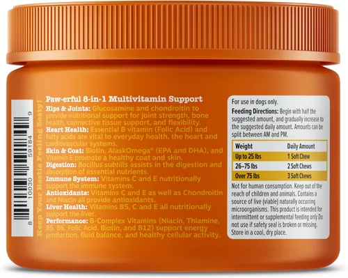 Vista 24 de Zesty Paws Multivitamínico para perros, vitaminas masticables para perros y suplementos para cadera y articulaciones, piel y pelaje, aceite