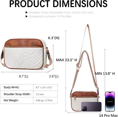 Vista 3 de BOSTANTEN Bolsos cruzados acolchados para mujer, de piel vegana, bolsos pequeños de hombro con correa ancha