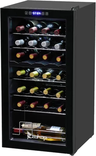 Vista 13 de Winado Refrigerador de vino con compresor de 12 botellas con temperatura ajustable, mini refrigerador de vino compacto independiente con control