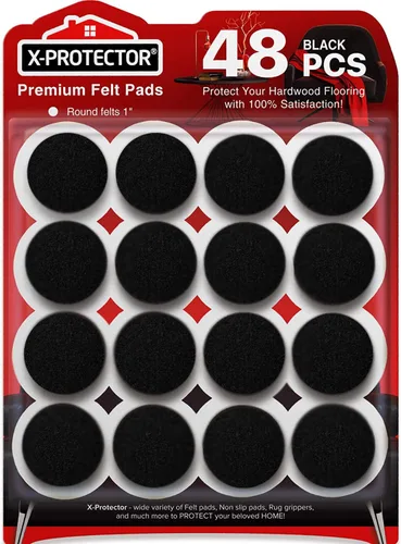 Almohadillas X-Protector de fieltro para muebles, 48 unidades de 1 pulgada, protectores de piso de fieltro de alta calidad, protectores de suelos de