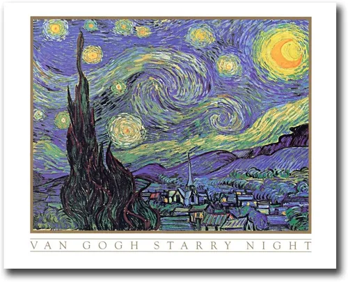 Vincent Van Gogh - Cuadro de pared de noche estrellada de 8 x 10 pulgadas