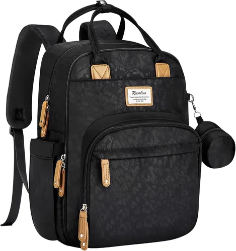 Vista 13 de RUVALINO Pañalera tipo mochila, mochila de maternidad multifuncional para viajes, bolsas para cambiar al bebé, de gran capacidad, impermeable, rojo