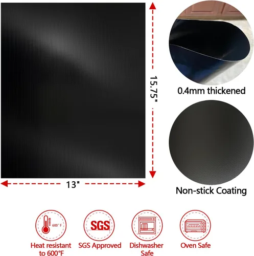 Vista 50 de UBeesize Rollo de Alfombrillas para Parrilla de 13 x 90 Pulgadas para Parrilla al Aire Libre - Tapete de Parrilla BBQ Antiadherente de Servicio